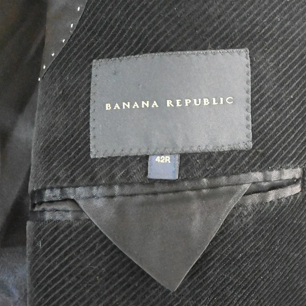 Banana Republic 42R Black Heavy Corduroy Mens Blazer Suit‎ Jacket Sport Coat